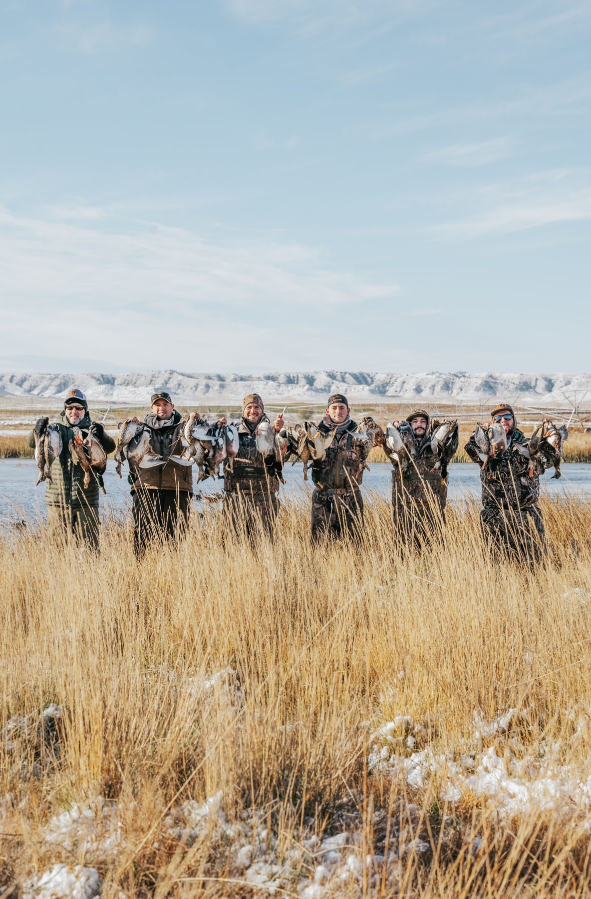 Central Vortex Outfitters guides and hunters working a western Nebraska flyway field
